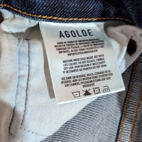 Agolde Women's Nico HighRise Slim Fit dark blue Jean buttonfly sz 31 - Picture 3 of 7
